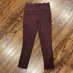 Athleta Salutation Stash Pocket II 7/8 Tight, Wine, Size S, New Without Tags